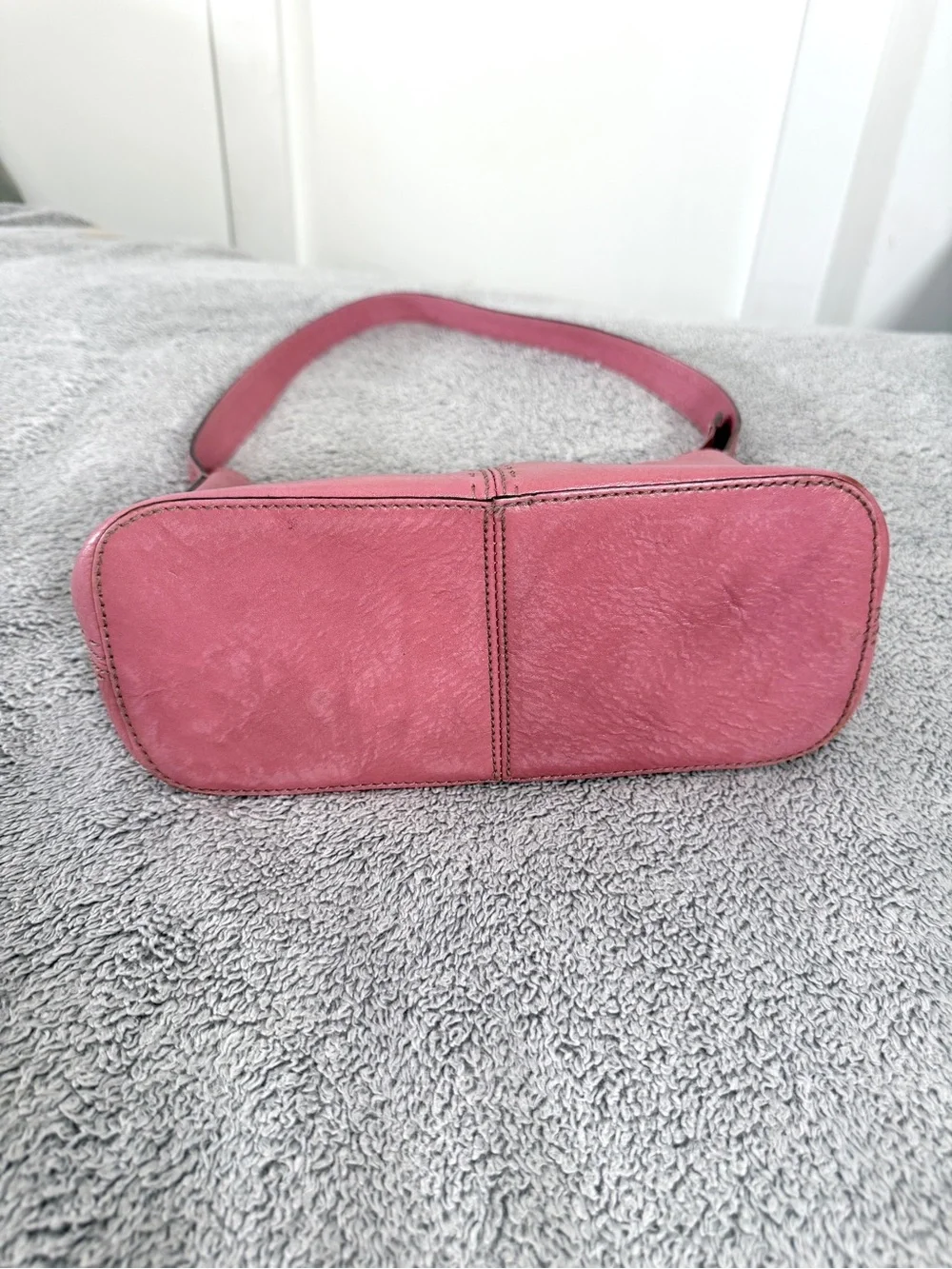 Fossil Pink Leather Shoulder Bag Crossbody Hobo Purse whipstich y2k vintage